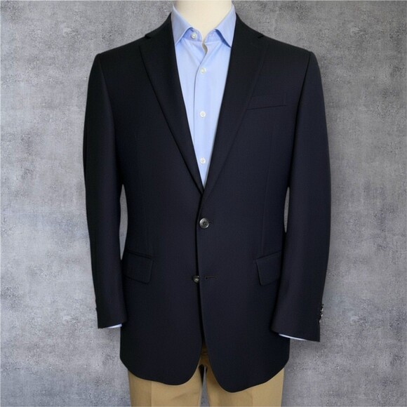 Ralph Lauren Men's 44L Navy Wool Blazer Sport Coat 2-Button Jacket Single Vent - Picture 2 of 10